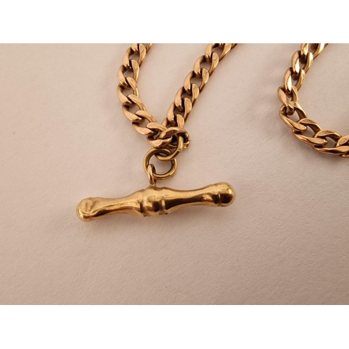 148 - 9ct Gold Albert / Pocket Watch Chain with 'T' Bar, (Approx. L: 47cm, Weight: 8.6g)