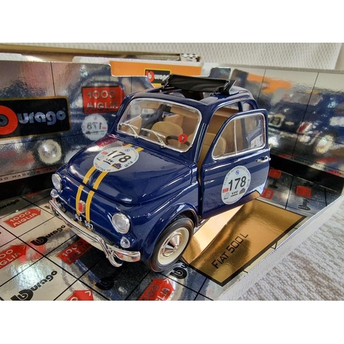 3 - Burago 1/18 Scale Model of Fiat 500 L (1968) in Original Presentation Box, (Code: 3204)