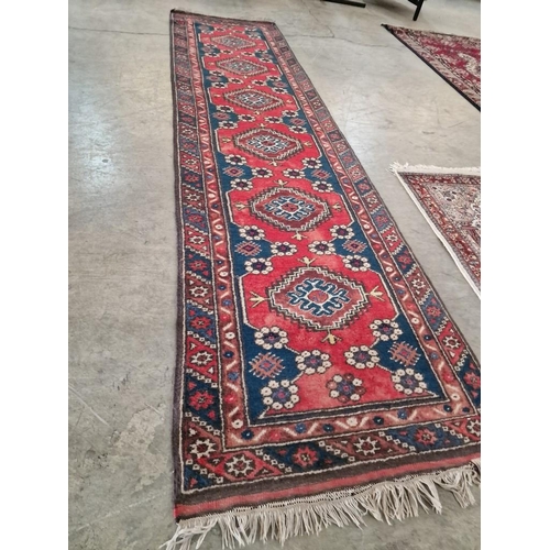 393 - Hand Woven Persian Style Carpet Runner with Geometric Design, (Approx. 75 x 305cm)