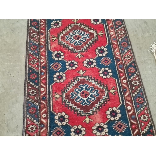 393 - Hand Woven Persian Style Carpet Runner with Geometric Design, (Approx. 75 x 305cm)