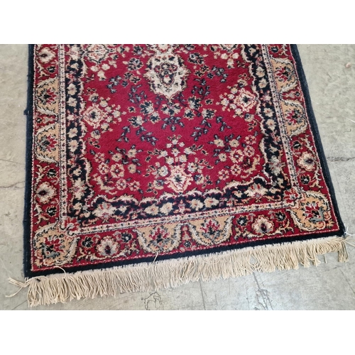 394 - Long Persian Style Hand Woven Runner / Corridor Carpet with Traditional Colours and Geometric Patter... 