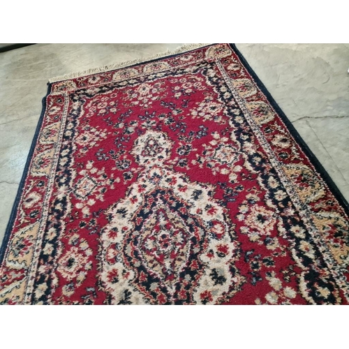 394 - Long Persian Style Hand Woven Runner / Corridor Carpet with Traditional Colours and Geometric Patter... 