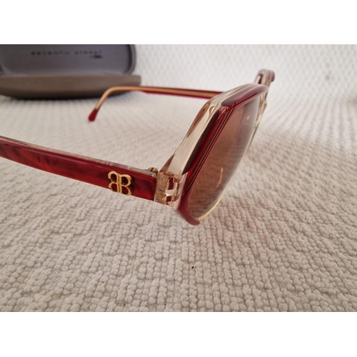 398 - Balenciaga Sunglasses, Hand Made in Paris, France, Red Frame with Brown Lenses, 'New Old Stock'