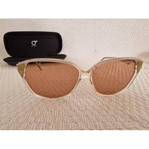 399 - 'Elce' Annick 229 Sunglasses, Clear & Blue Frames, Light Brown Lenese, Made in France, 'New Old Stoc... 