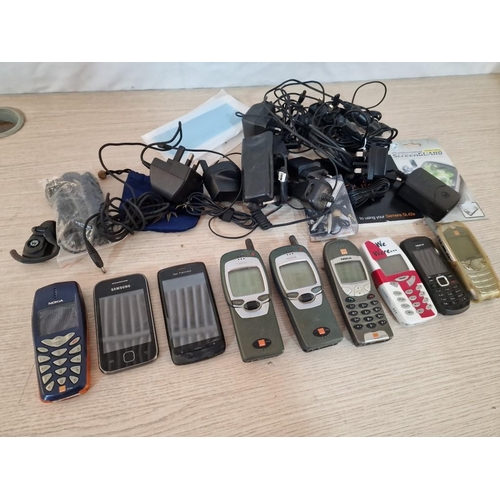 405 - Collection of Early Mobile Phones and Cables, Including: Nokia 7110e, 6210e, 3510e, 3330, 1661-2, Sa... 