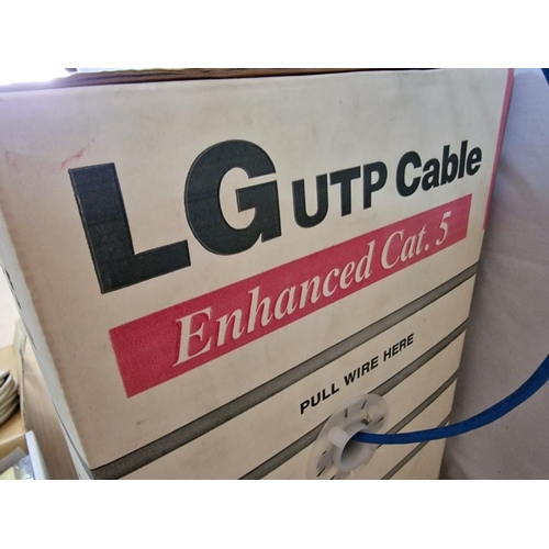 408 - Box / Roll of LG UTP Cable, CAT 5, Approx. 700, Together with 2 x Cables, Crimping Tool and End Piec... 