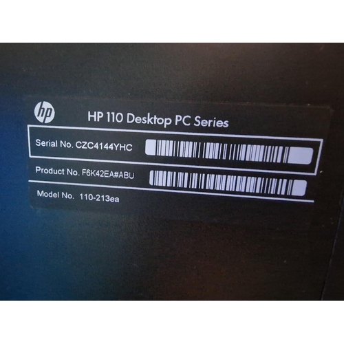 409 - Computer Lot; HP 110 Desktop with Windows 10 Home, 2.60GHz, Core 2, 8GB RAM, 1TB HD, Hanns-G 22'' Mo... 