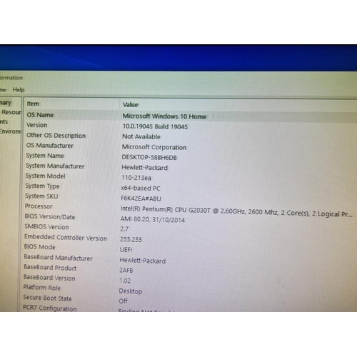 409 - Computer Lot; HP 110 Desktop with Windows 10 Home, 2.60GHz, Core 2, 8GB RAM, 1TB HD, Hanns-G 22'' Mo... 