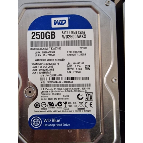 413A - 4 x Computer Internal Hard Drives; Samsung 500GB HD502HJ, Seagate 500GB ST500DM002 and 2 x WD 250GB ... 