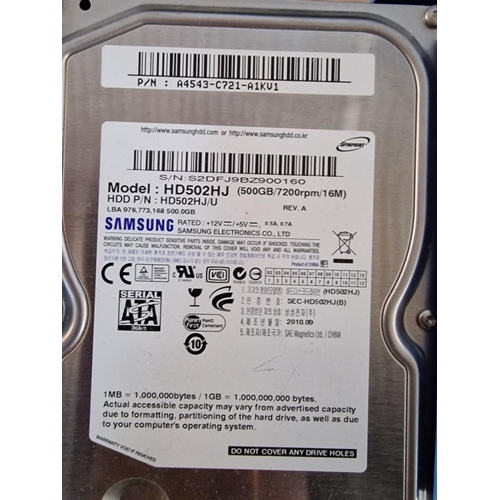 413A - 4 x Computer Internal Hard Drives; Samsung 500GB HD502HJ, Seagate 500GB ST500DM002 and 2 x WD 250GB ... 