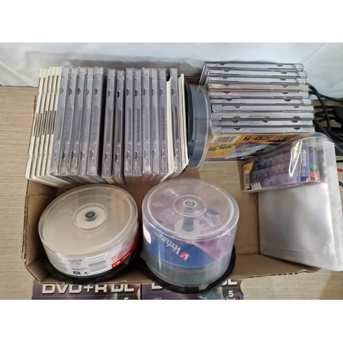 413B - Large Collection of Blank DVDs & CDs, USB Tech CDROM / DVD Enclosure and 'H.L Data Storage' DVD ReWr... 