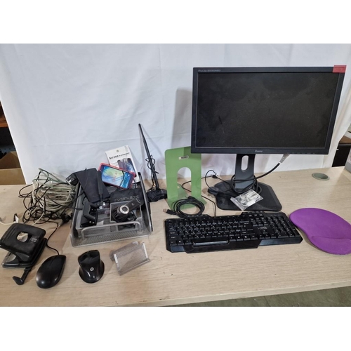 287 - Collection of Electrical and Office Items; Computer Monitor, Keyboard, Mouse, Mouse Pad, Webcams, Mi... 