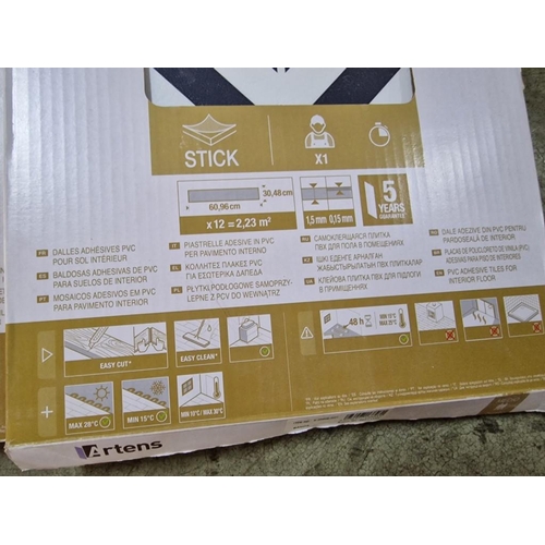 304 - 3 x Packs of 'Artens' PVC Adhesive Floor Tiles, (Each Pack Contains 12pcs of 60.96cm x 30.48cm = 2.2... 