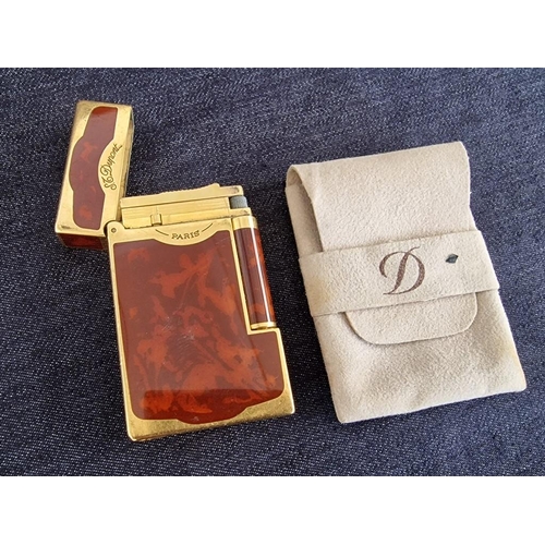 103 - S.T. Dupont (Paris) Chinese Lacquer & Gold Maduro Lighter, with Felt Case