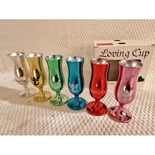 170 - Royal Caribbean Set of 6 x Multi-Colour 'Loving Cups' in Original Box