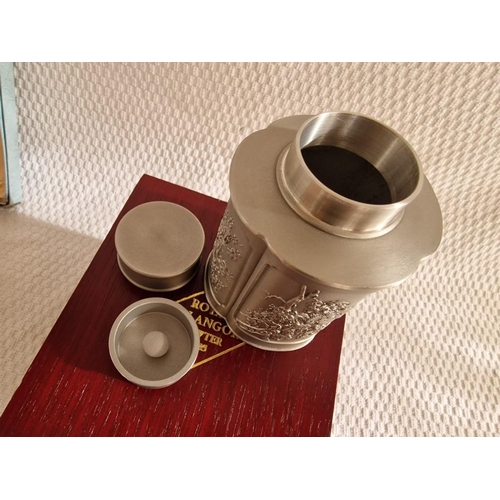 171 - Royal Selangor Pewter Tea Caddy in Wooden Presentation Case, Together with 6oz Hip Stainless Steel &... 