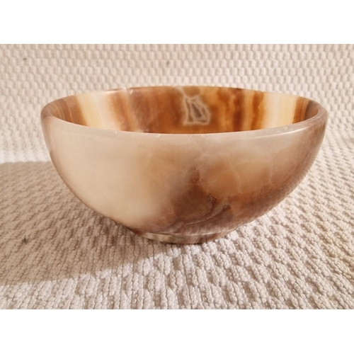 174 - Small Round Marble Bowl, Together with Marble Ashtray with Brass Claw Feet and Vintage Brass Powder ... 