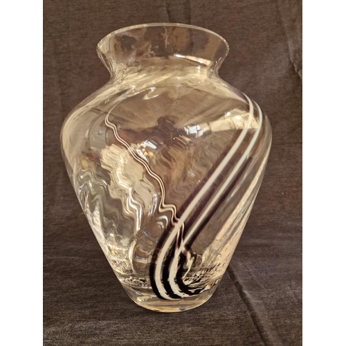 175 - Caithness Flamenco Art Glass Vase with Black & White Ribbon Design, (Approx. H: 23cm)