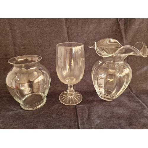 176 - 3 x Attractive / Shapley Glass Vases; (Approx. H: 24cm Max), (3)