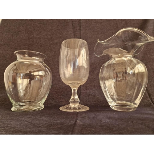 176 - 3 x Attractive / Shapley Glass Vases; (Approx. H: 24cm Max), (3)