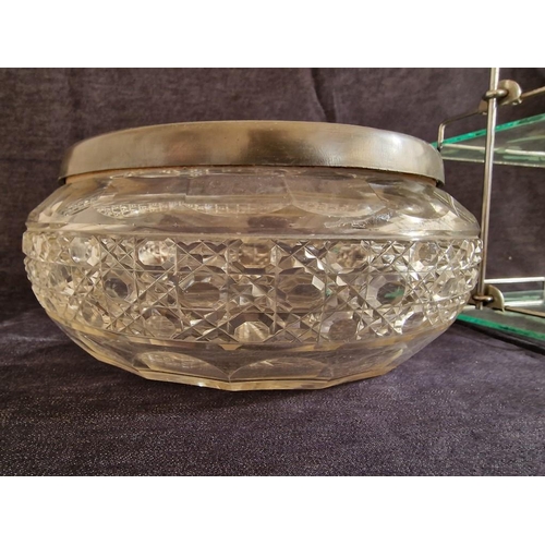 177 - Vintage 2-Tier Cake Stand with Etched Glass and Metal Frame with Carrying Handle, Together with Deco... 