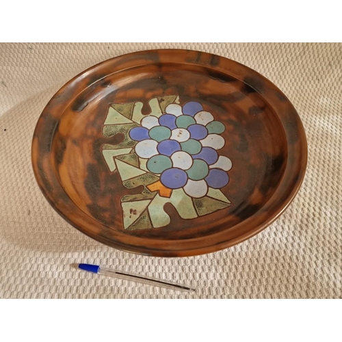 180 - Large Round Pottery Fruit Bowl with Abstract Pattern, by 'Potters' of Holland, (Approx. Ø: 36cm)