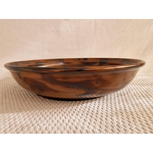 180 - Large Round Pottery Fruit Bowl with Abstract Pattern, by 'Potters' of Holland, (Approx. Ø: 36cm)