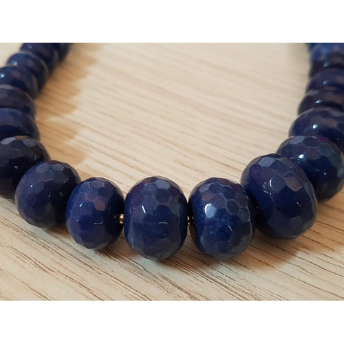 198 - Hand Made Blue Natural Stone (Probably Lapis Lazul) Bead Necklace (L:46cm)