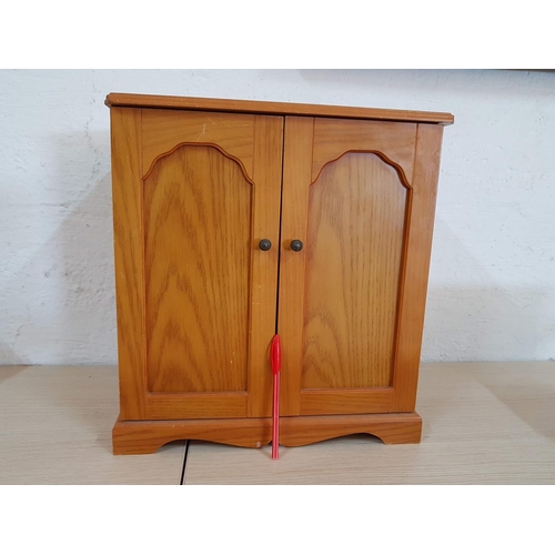 206 - Large Top Table Wooden Jewellery Wardrobe (7 - Drawers and Hooks on the Inside Door), (39 x 41 x 24c... 