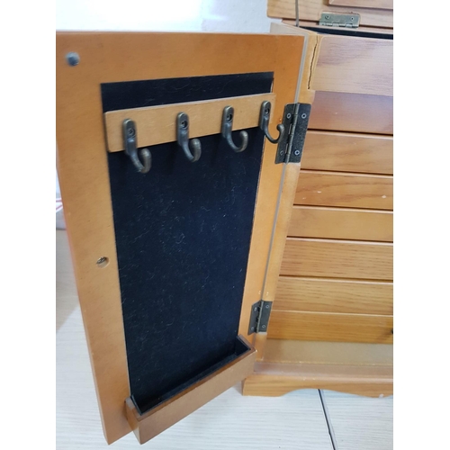 206 - Large Top Table Wooden Jewellery Wardrobe (7 - Drawers and Hooks on the Inside Door), (39 x 41 x 24c... 