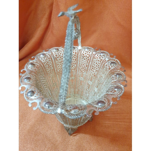 209 - Lefkara Traditional Silver Filigree Basket with 4 - Tea Spoons and 5 x Cake Forks, Total Weight 37.8... 