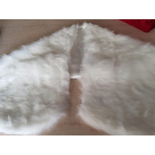 240 - Evening Accessories inc; White Sofa Faux Fur Collar / Stole Together with Stylish Burgundy Velvet Ev... 