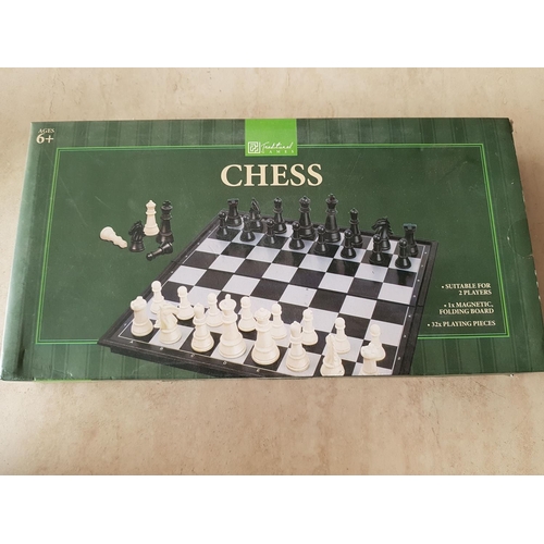 264 - Magnetic Folding Chess Board and 32 x Playing Pieces (Un-Used, Boxed)