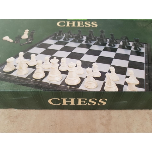 264 - Magnetic Folding Chess Board and 32 x Playing Pieces (Un-Used, Boxed)