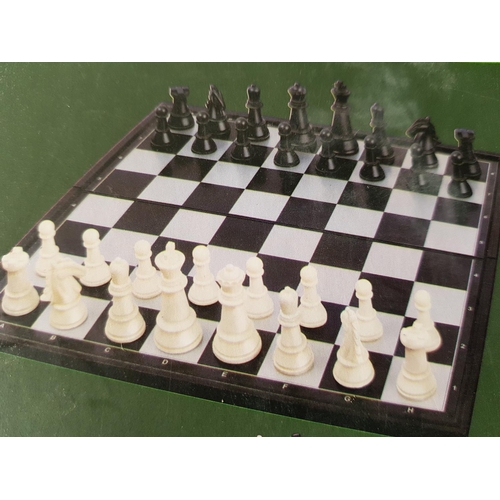 264 - Magnetic Folding Chess Board and 32 x Playing Pieces (Un-Used, Boxed)