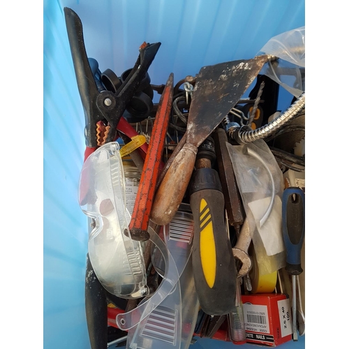 270 - Large Box of Assorted Tools; Hands, Screwdrivers Hammers, Safety Glasses, Scraper, Hand Drill and Ma... 