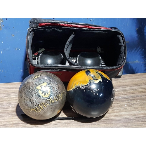 488 - Pair of Bowling Balls in Carrying Bag; Rotogrip Clear Crown Spare Ball (Clear Polyester) USBS RG9C35... 