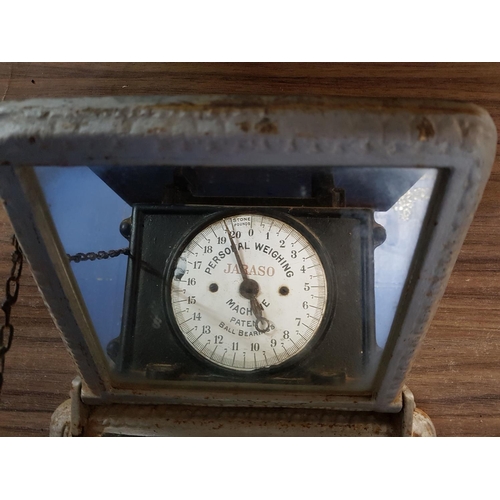 230 - Vintage Jaraso Cast Iron Personal Weighing Machine Scales with Reflecting Mirror