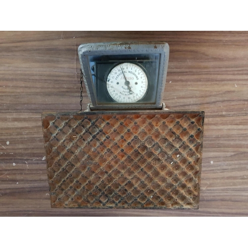 230 - Vintage Jaraso Cast Iron Personal Weighing Machine Scales with Reflecting Mirror