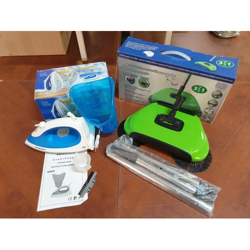 385 - Multihome Tools; Multi Streamer (Steam Iron / Facial Steamer) and Multifunctional 3 in 1 Spin Sweepe... 