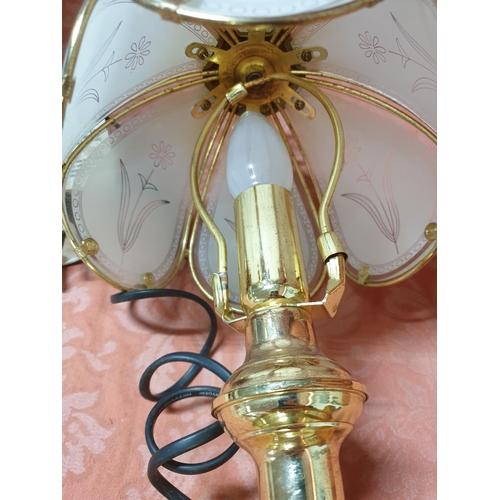 456 - Retro Table Lamp Floral Prin Frosted Glass Panels Brass Effect (3 - Light, 4 - Level Stage (Un-Teste... 