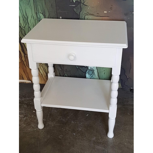 463 - White Bedside with 1 - Drawer