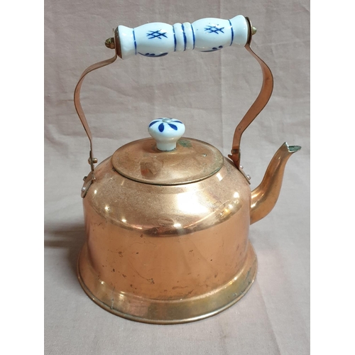 466 - Vintage Style Copper Effect Kettle Tea Pot with Porcelain Handles