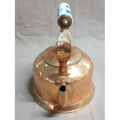 466 - Vintage Style Copper Effect Kettle Tea Pot with Porcelain Handles