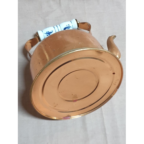 466 - Vintage Style Copper Effect Kettle Tea Pot with Porcelain Handles