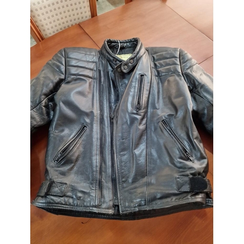 419 - Leather Motorcycle Jacket 'The Bee Clothing Company Ltd', with Thermal Insulation (Size 46), Togethe... 