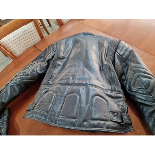 419 - Leather Motorcycle Jacket 'The Bee Clothing Company Ltd', with Thermal Insulation (Size 46), Togethe... 