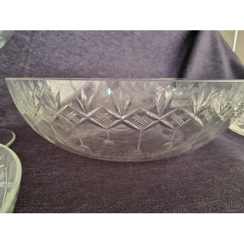 427 - Collection of Vintage Etched Glassware; Fruit Bowl with 5 x Matching Dishes, Another Fruit Bowl with... 