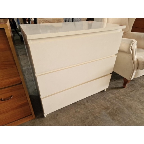 436 - White 3-Drawer Chest of Drawers, (Approx. 80 x 49 x 77cm)