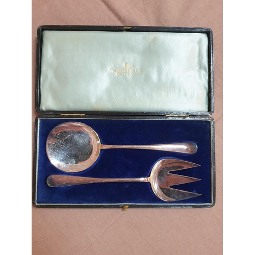 843 - Walker & Hail (Sheffield, England) Serving Cutlery Set in Original Box